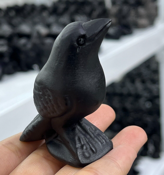 1pc Natural obsidian bird carved quartz crystal skull animal random gift  2”