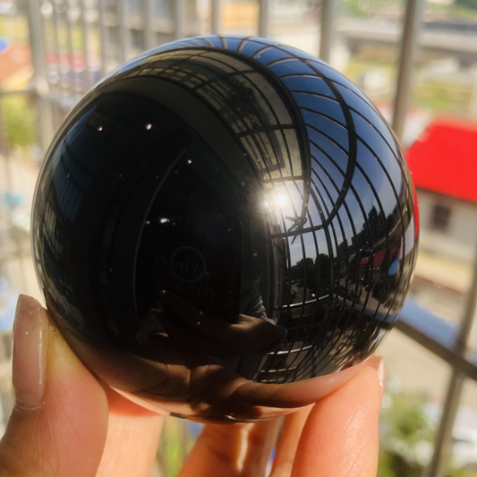 425G Natural obsidian crystal energy ball  D659