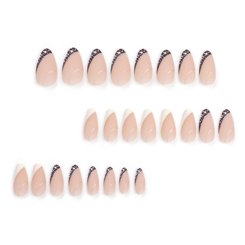 Nude Color Winter False Nail Short Almond Press on Nails for Nail Art 24pcs