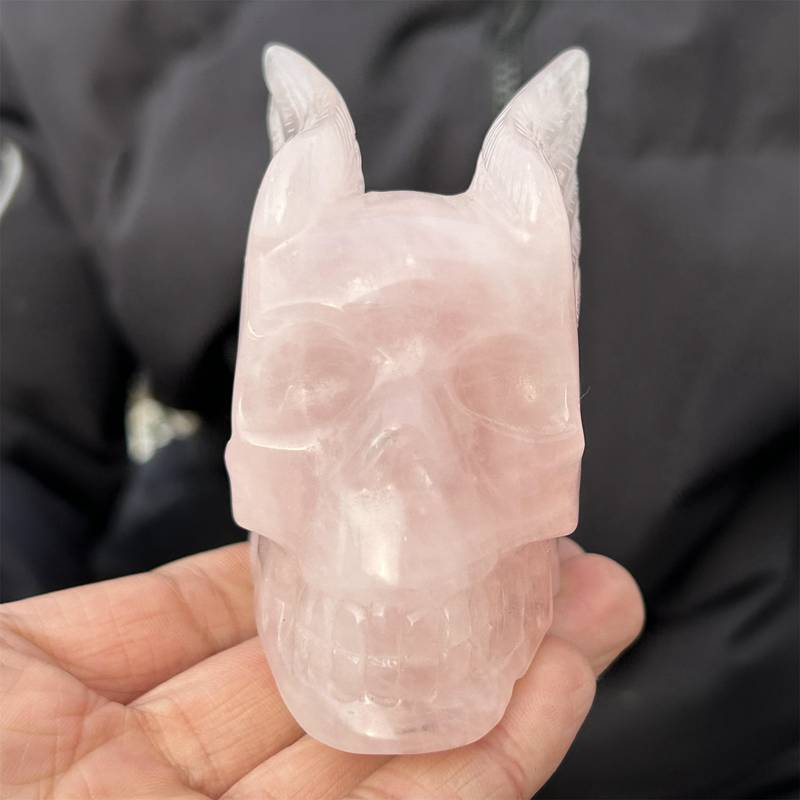 0.3kg Natural rose quartz skull carved Quartz Crystal skull Energy Healing