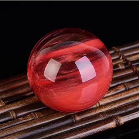 1pc Natural Red Melting Ball Sphere Quartz Crystal Mineral Gem Reiki Healing 6cm