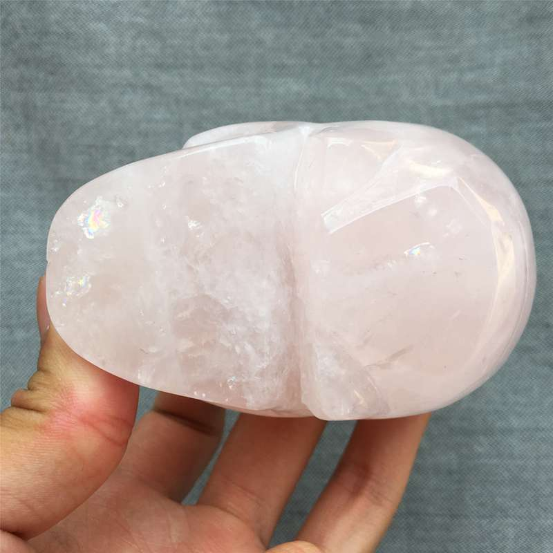 0.55kg Natural rose quartz skull carved Quartz Crystal skull Healing