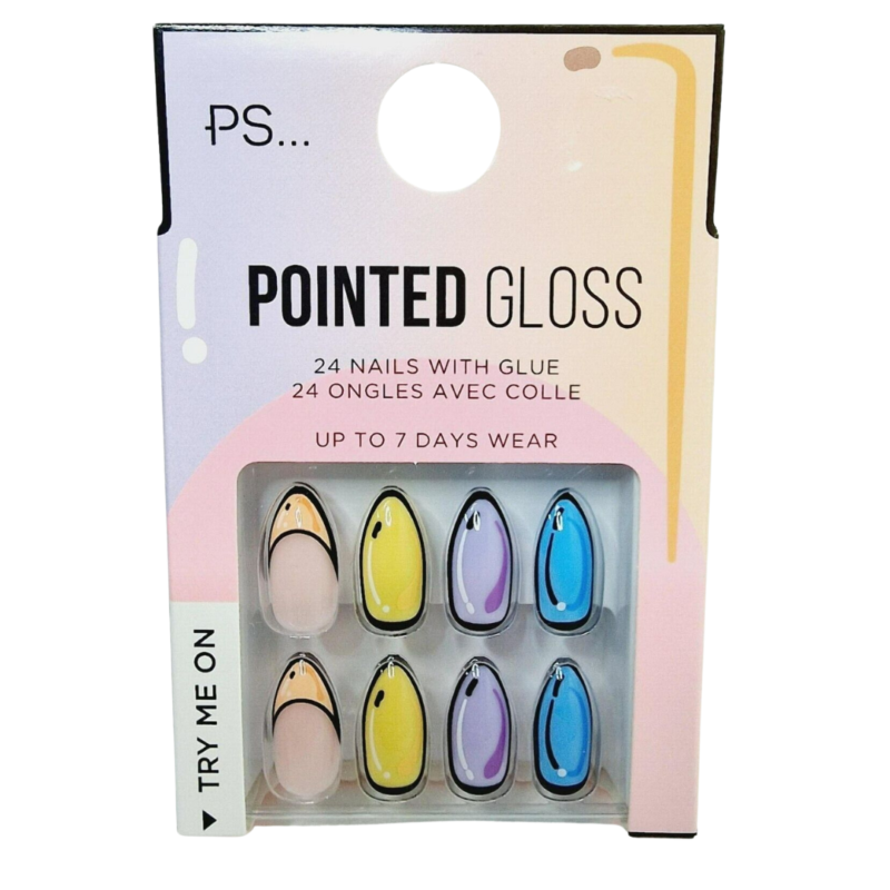 False Nails Press On Fake Tips Stick Coffin Square Full Cover Primark Glue 24pk