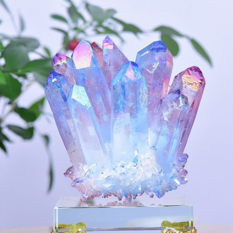 1.43LB Electroplated Color Crystal Cluster Crystal Mineral Reiki Healing