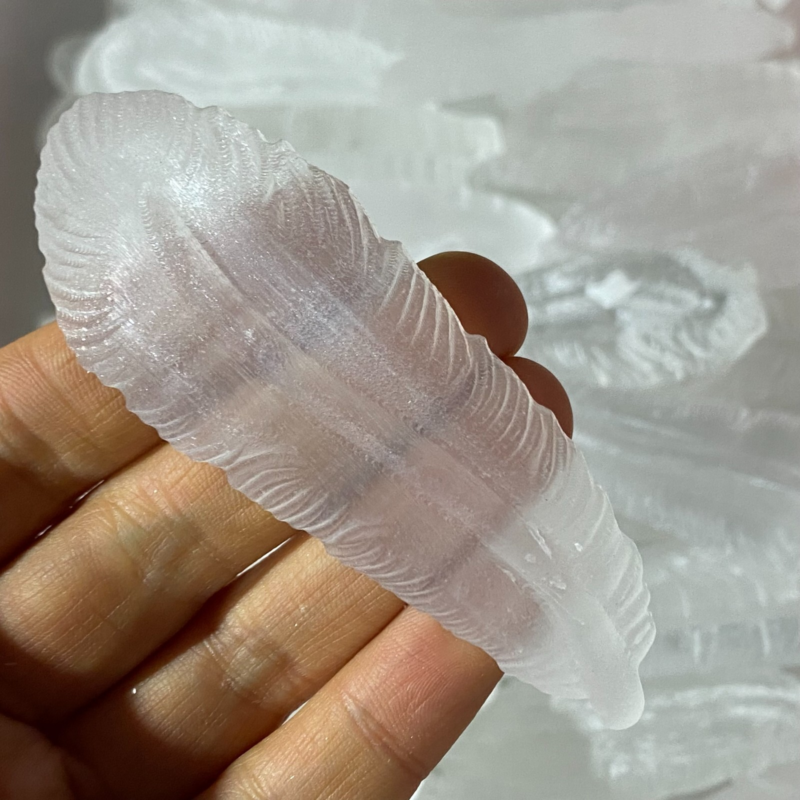 2"+Natural Gypsum Selenite feather Hand Carved Quartz Crystal Reiki healing 1PC