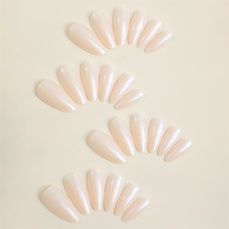 Shimmer Mirror Metal False Nail Medium Almond Press on Nails for Nail Art 24pcs