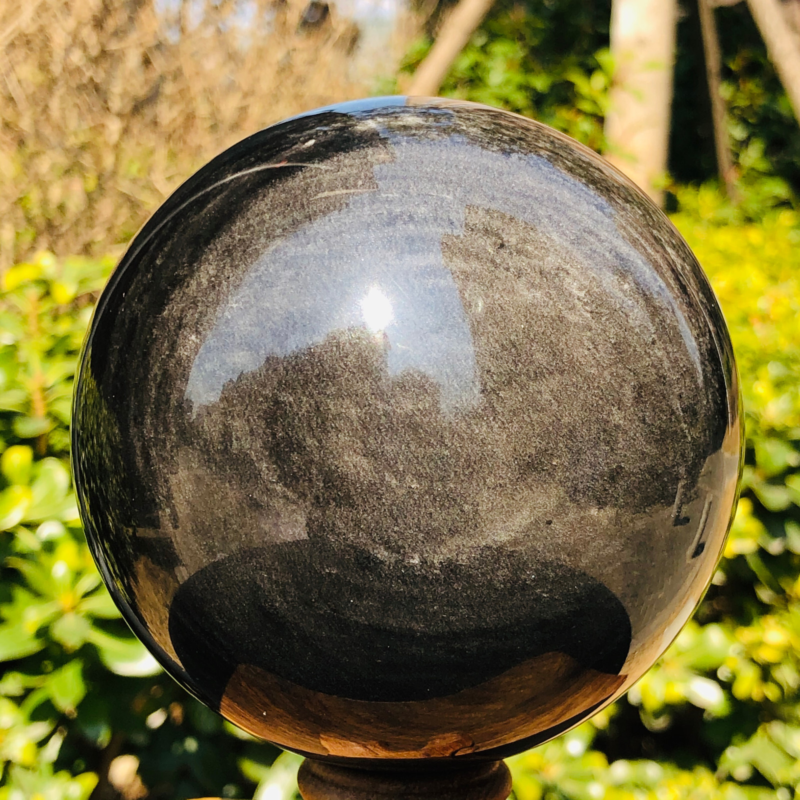 1380g Natural Silver Obsidian Quartz Crystal Ball Sphere Healing HH318