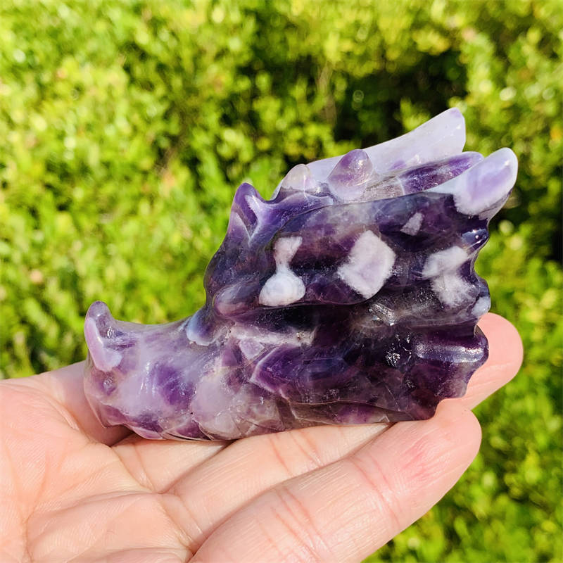 1pc Natural dream amethyst dragon Quartz Crystal skull Reiki Healing
