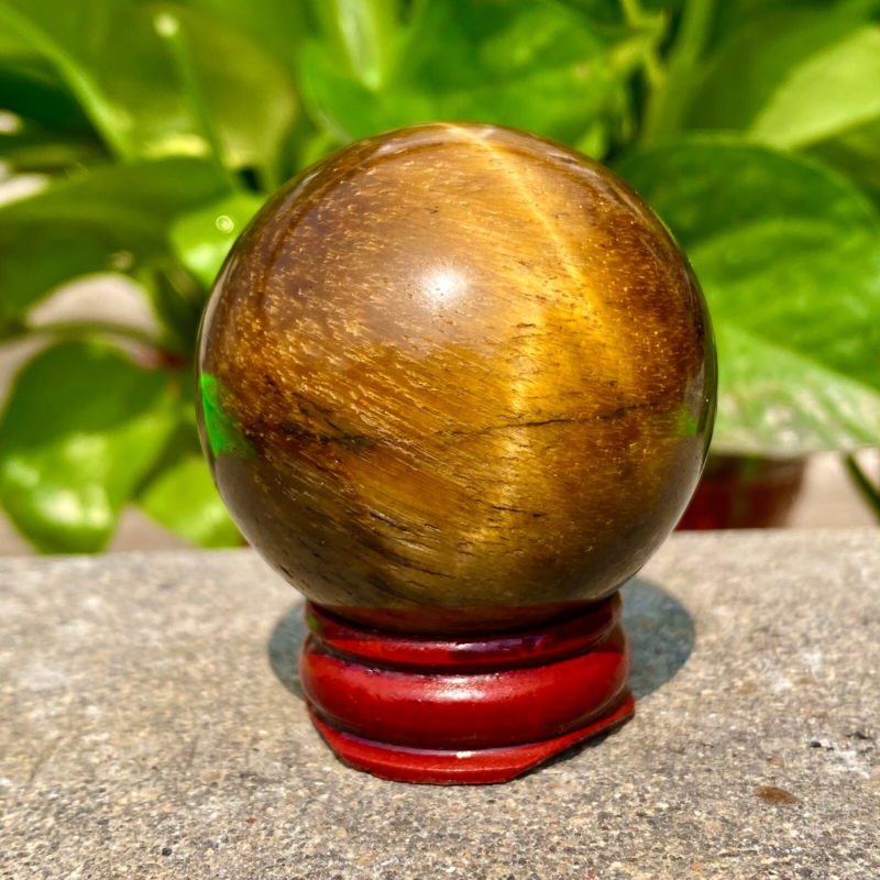 124G  Large Natural Tiger Eye Stone Crystal Ball Quartz Healing Sphere Décor