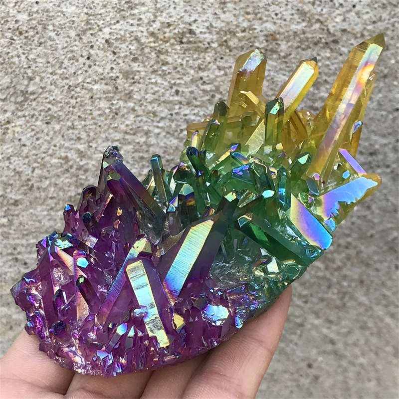 240g Titanium Cluster Quartz Crystal Specimen Mineral Point Healing