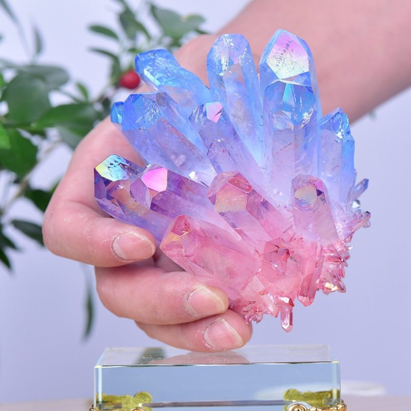 1.17LB Electroplated Color Crystal Cluster Crystal Mineral Reiki Healing