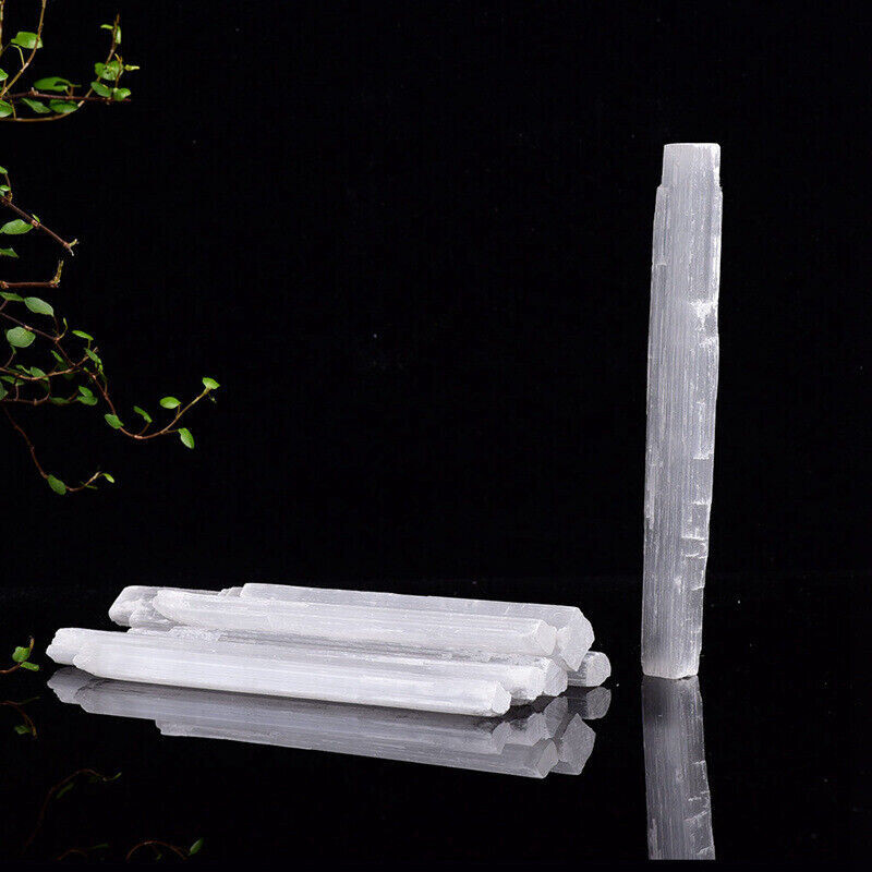 3pc Natural White Gypsum Wand Quartz Crystal Selenite Stick Mineral Healing