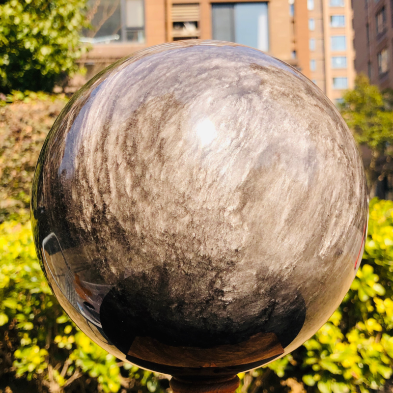 11.35LB Natural Silver Obsidian Quartz Crystal Ball Sphere Healing HH302