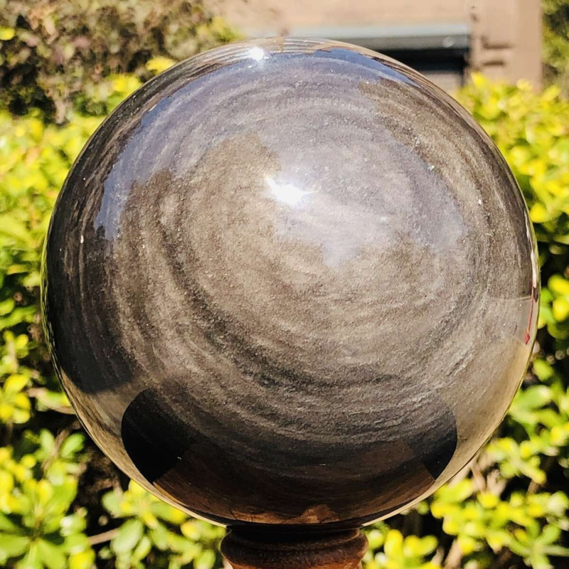 1740G HUGE Natural Silver Obsidian Sphere Crystal quartz Ball Healing 783