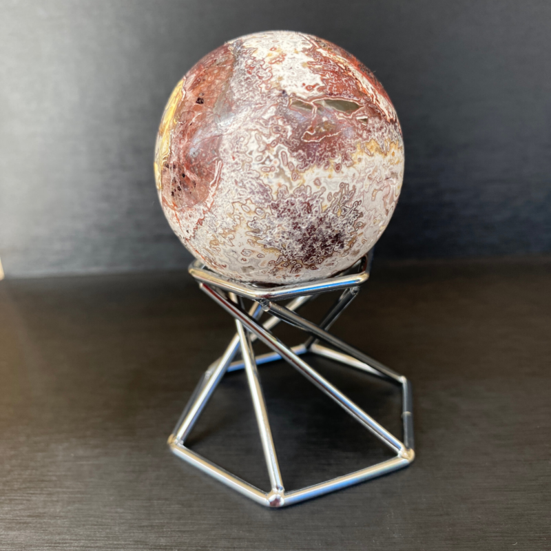 164g Natural Mexican agate ball crystal quartz sphere reiki healing Gem+ Stand