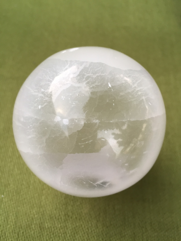 60 mm Selenite Sphere With Stand White Selenite Crystal Sphere Gypsum Reiki Heal