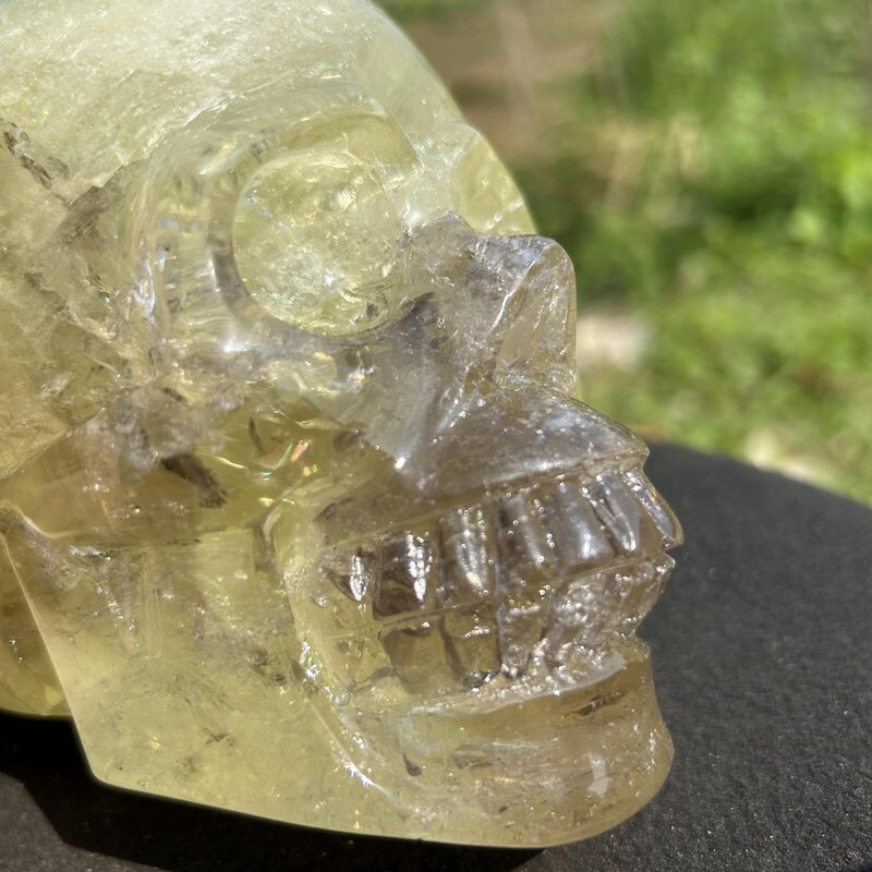 4.2LB Natural smoky citrine Skull Hand Quartz Crystal Skull Reiki Healing