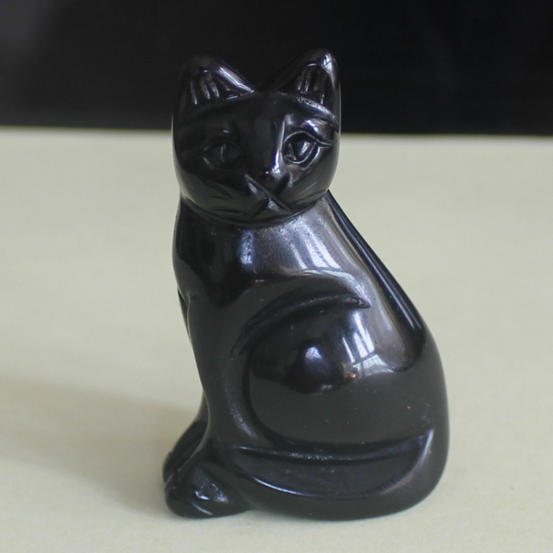 Carved mixed gemstone quartz crystal cat figurine animal carving home decor 2&apos;&apos;