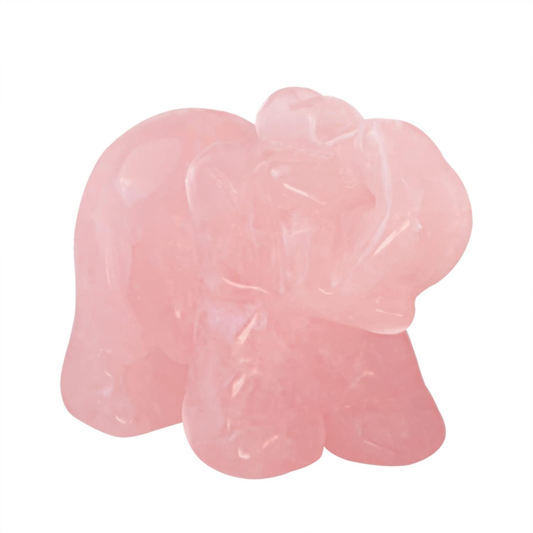 Rose Quartz Elephant Figurines Hand Carved Pocket Statue Healing Crystals Good L