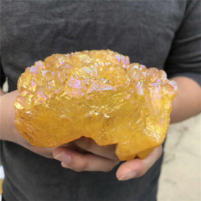 1.16kg Electroplate Rainbow cluster quartz crystal mineral specimen reiki healin