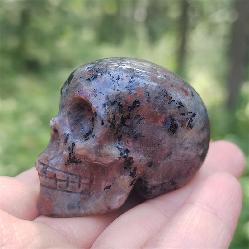 1.8" Natural Yooperlite Skull Hand Carved Quartz Crystal Skull Reiki Healing