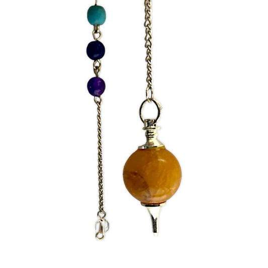 Yellow Aventurine Round Seven Chakra Pendulum Meditation Healing Spiritual Stone