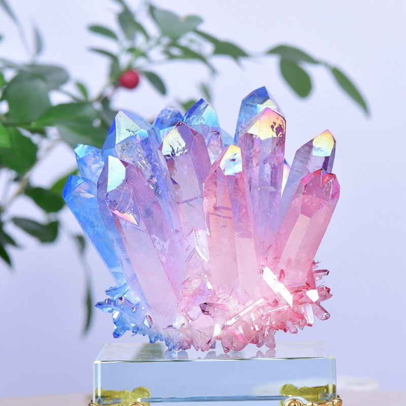 1.17LB Electroplated Color Crystal Cluster Crystal Mineral Reiki Healing