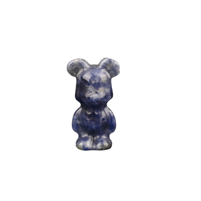 Natural Chakra Quartz Crystal Gloomy Little Bear Carved Animal Reiki Decor Gift