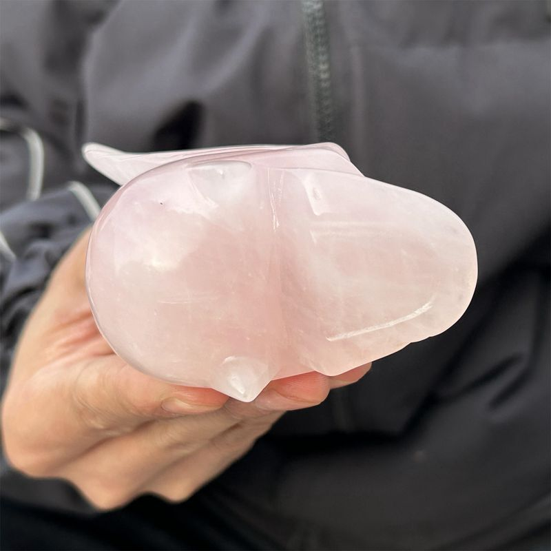 0.3kg Natural rose quartz skull carved Quartz Crystal skull Energy Healing