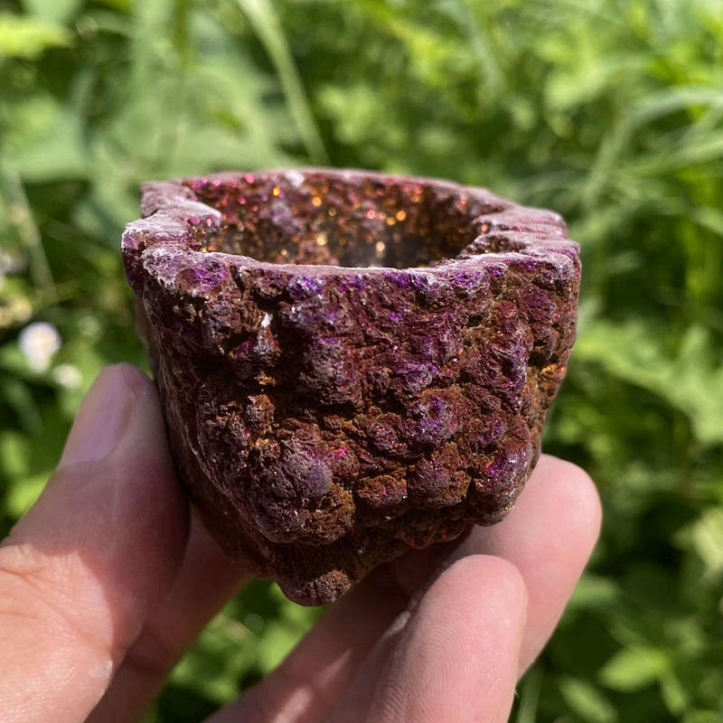 170g Electroplating color Natural Crystal Agate cave ornaments crystal cluster q