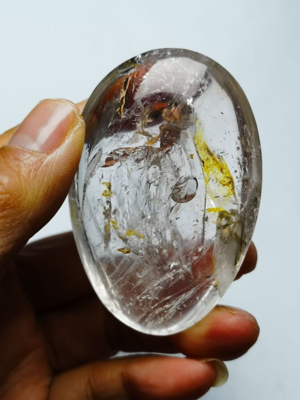 Collection Tibetan Crystal Oval 1 Visible Moving Bubble Enhydro &Sand 2.4 in
