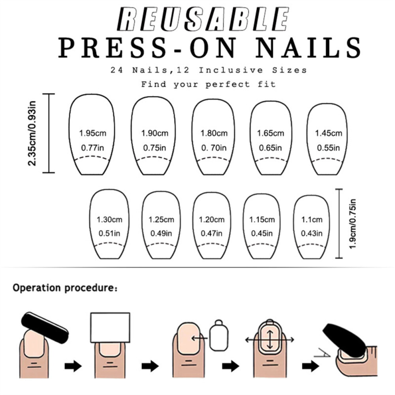 Coffin Press-On False Nail Nude Color Gradient Glossy Stylish Manicure 24pcs