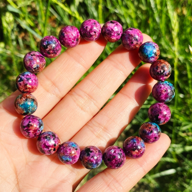 10mm 2pcs Beauty Glittering Color Azurite & Malachite Crystal Beads Bracelet