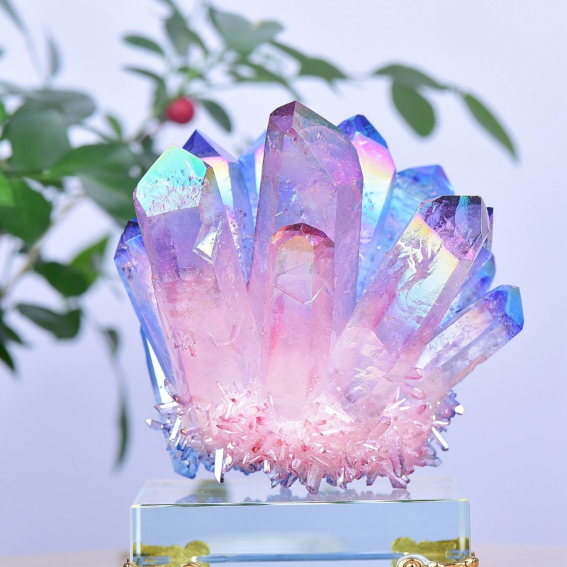1.49LB Electroplated Color Crystal Cluster Crystal Mineral Reiki Healing
