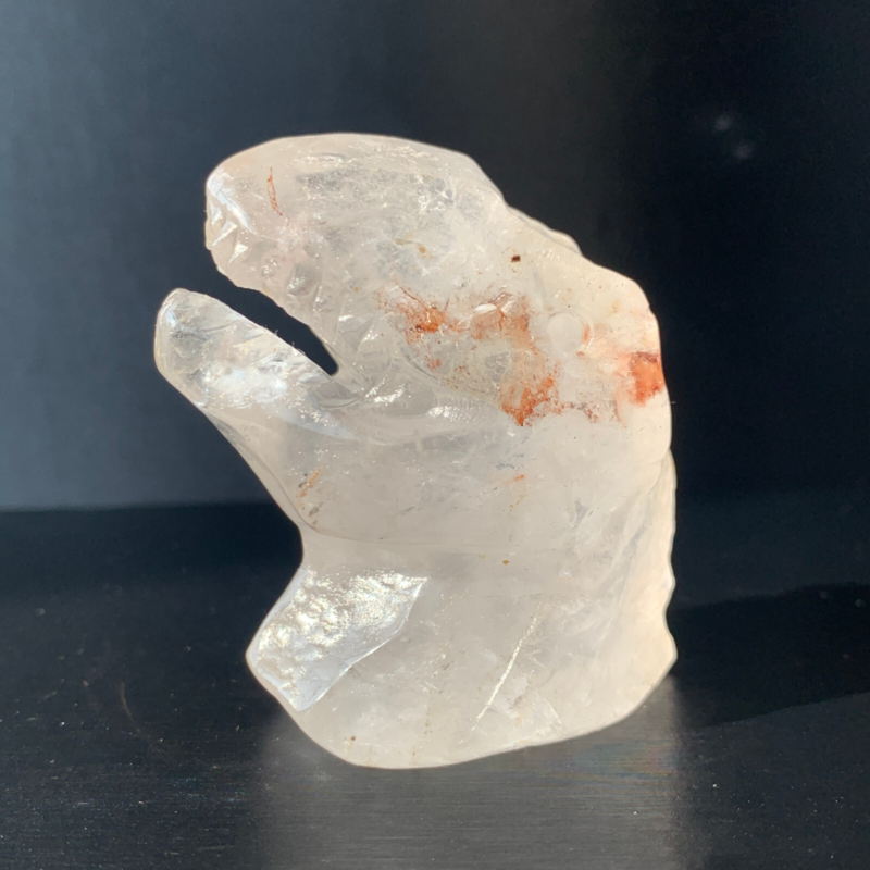 1Natural Transparent Quartz Quartz Hand Carved Crystal Dinosaur Skull Healing