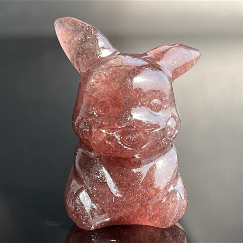 1.5" Natural quartz carved Pikachu skull Quartz crystal skull reiki healing
