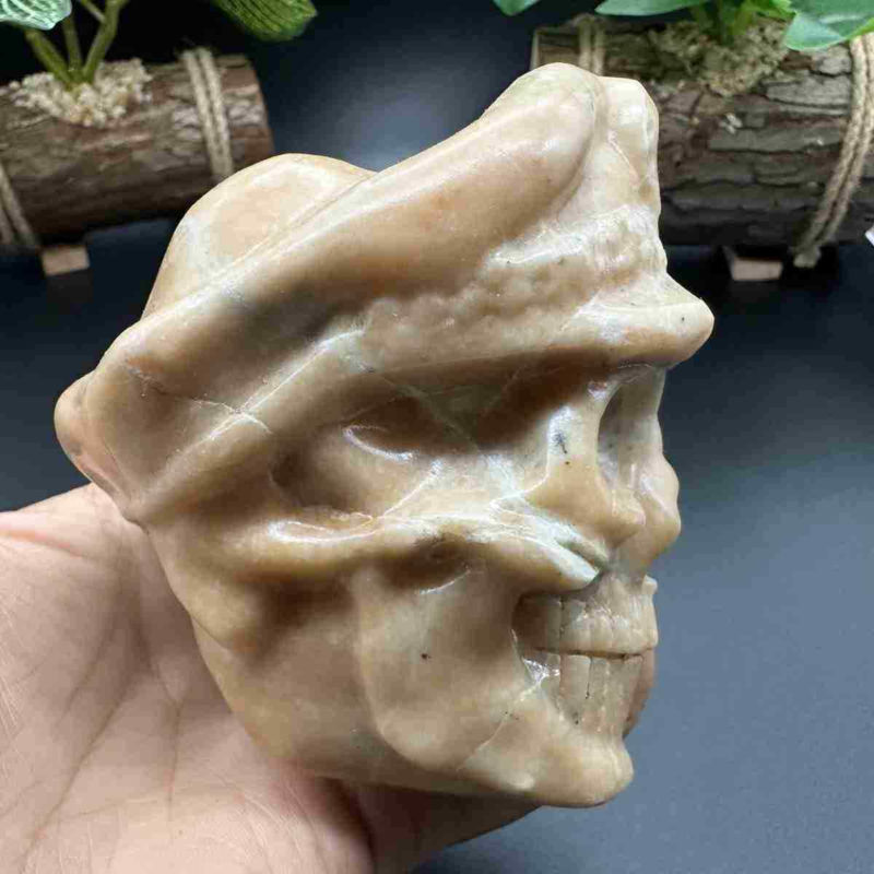670g natural jade hand carved skull quartz crystal healing decor gift