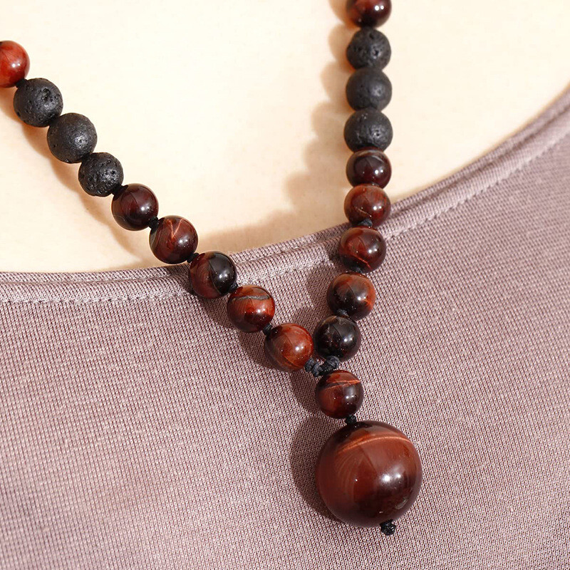 Natural Tiger Eye Stone Beads Necklaces Men Fashion Meditation Yoga Necklace