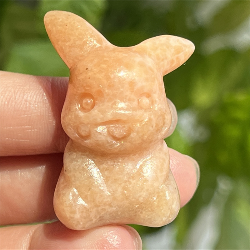 1.5" Natural quartz carved Pikachu skull Quartz crystal skull reiki healing