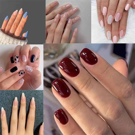 13Styles Pure Color Glossy False Nail French Press on Nails for Nail Art Decor