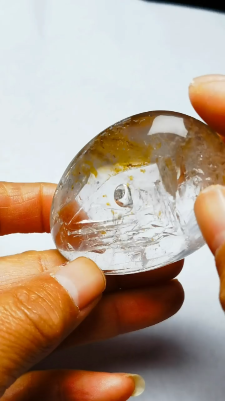 Collection Tibetan Crystal Oval 1 Visible Moving Bubble Enhydro &Sand 2.4 in