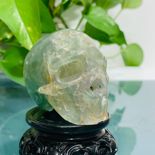 188g Natural Colourful Fluorite Hand Carved Crystal Skull Meditation Medium