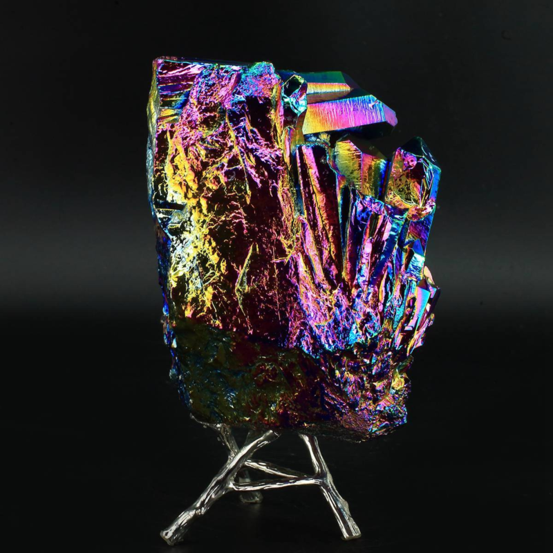 1058g Colourful Crystal Cluster Quartz Mineral Specimen Decoration Electroplate