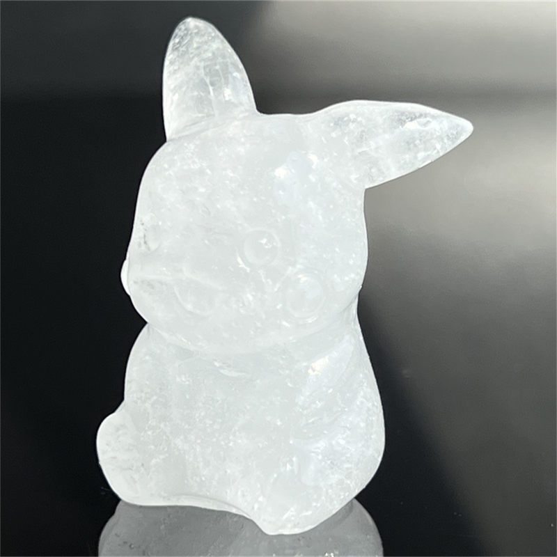 1.5" Natural quartz carved Pikachu skull Quartz crystal skull reiki healing