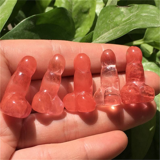 10PCS Red Melting Stone Small Penis Quartz CrystaL Mineral Specimen Reiki Heal