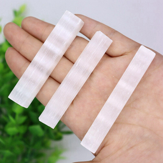 3pc Natural White Gypsum Wand Quartz Crystal Selenite Stick Mineral Healing