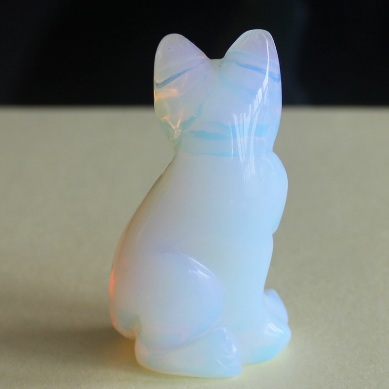Carved mixed gemstone quartz crystal cat figurine animal carving home decor 2&apos;&apos;