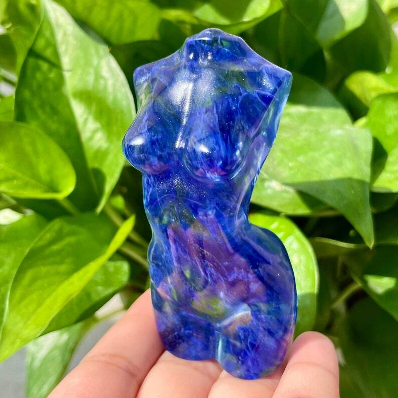 1PC Blue Melting Stone Goddess Crysta Decoration Reiki Heal Collection gift