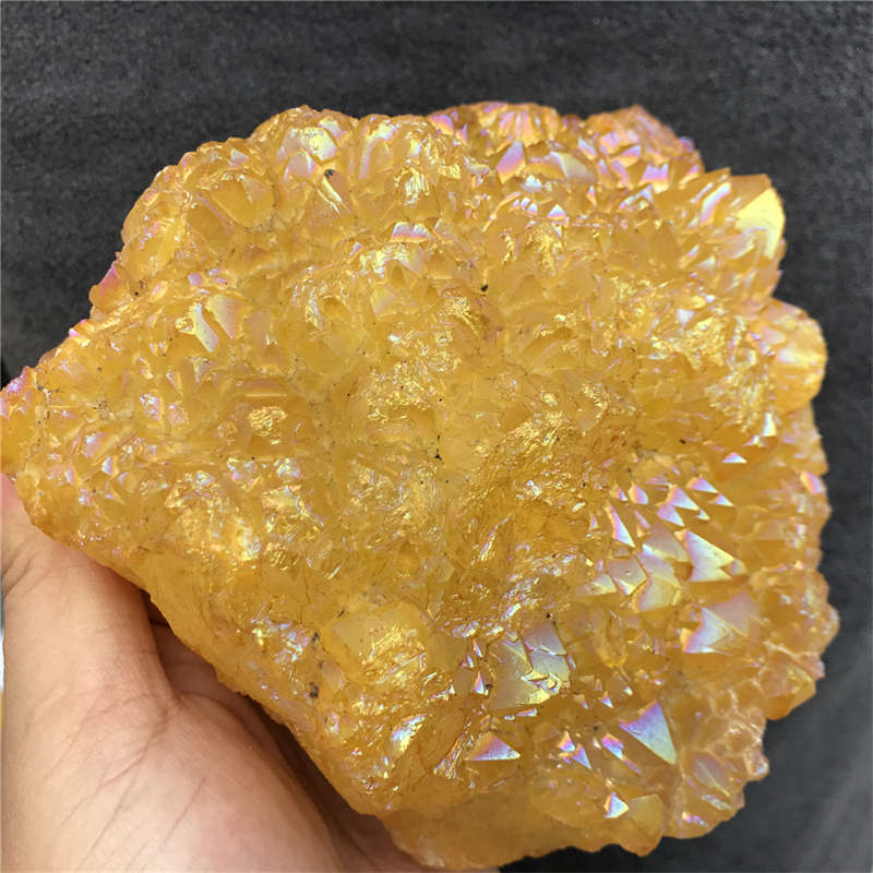 1.16kg Electroplate Rainbow cluster quartz crystal mineral specimen reiki healin