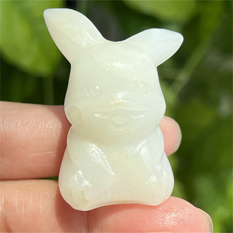 1.5" Natural quartz carved Pikachu skull Quartz crystal skull reiki healing